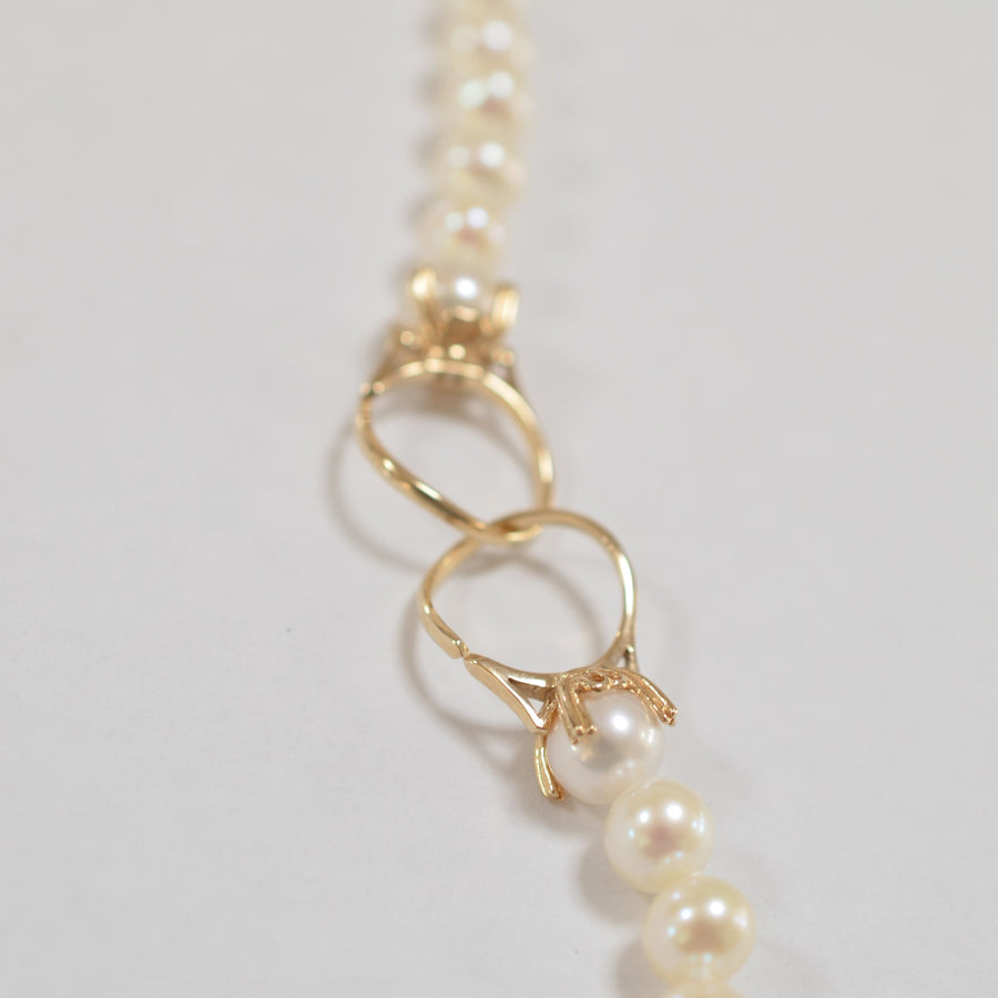 K10 ring motif pearl necklace(38cm)