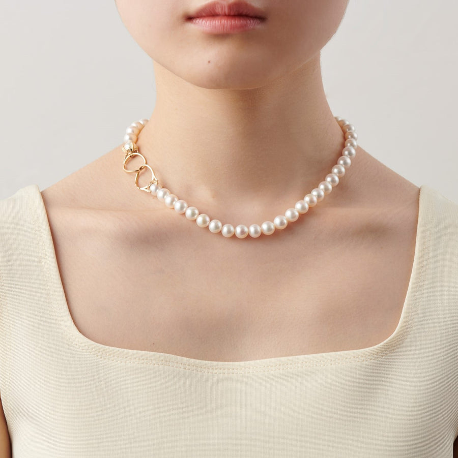 K10 ring motif pearl necklace(38cm)