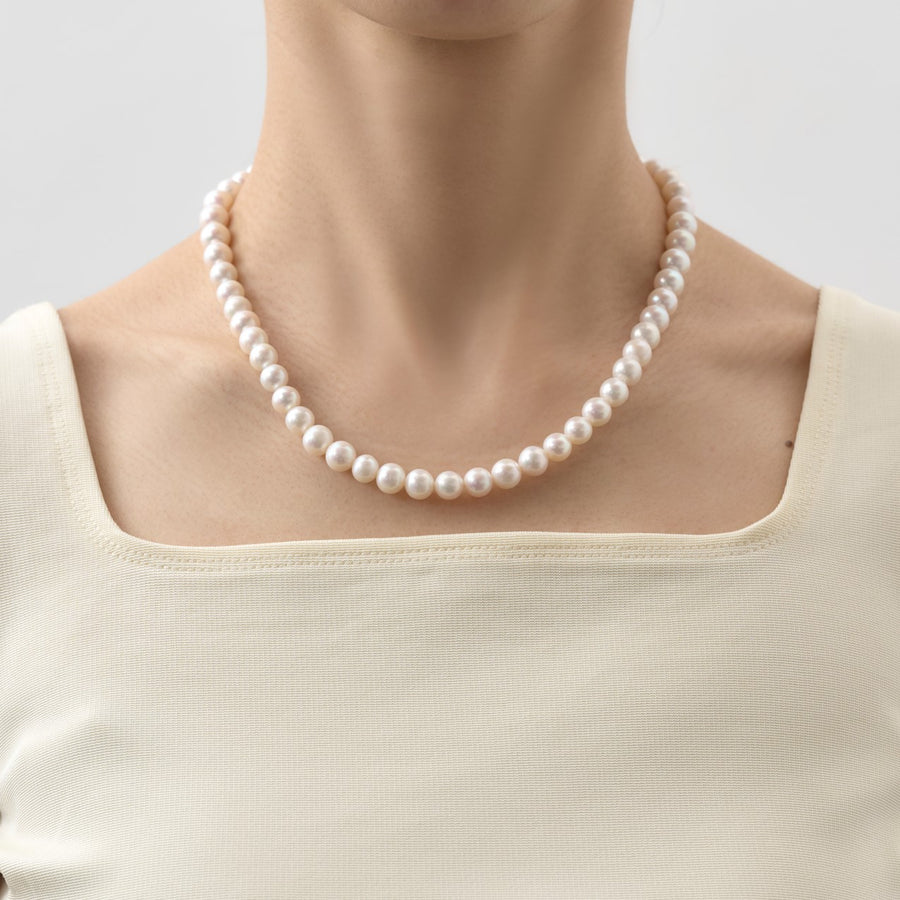 K10 ring motif pearl necklace(43cm)