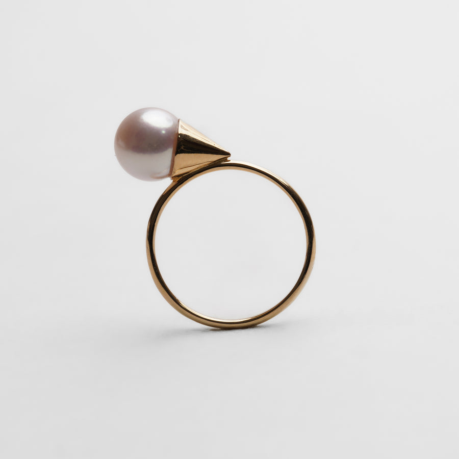 Round Akoya pearl Ring (8.5mm / horizontal )