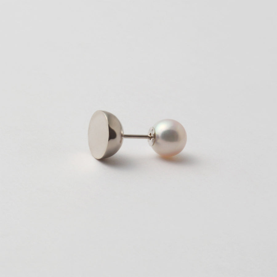 K18WG pierced earring (Horizontal /Akoya pearl clasp)
