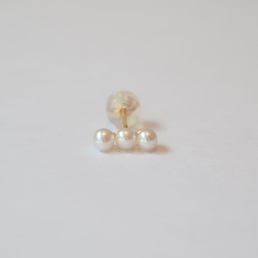 K10 three pearls single pierce