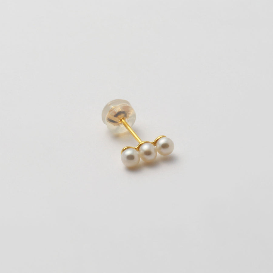 K10 three pearls single pierce
